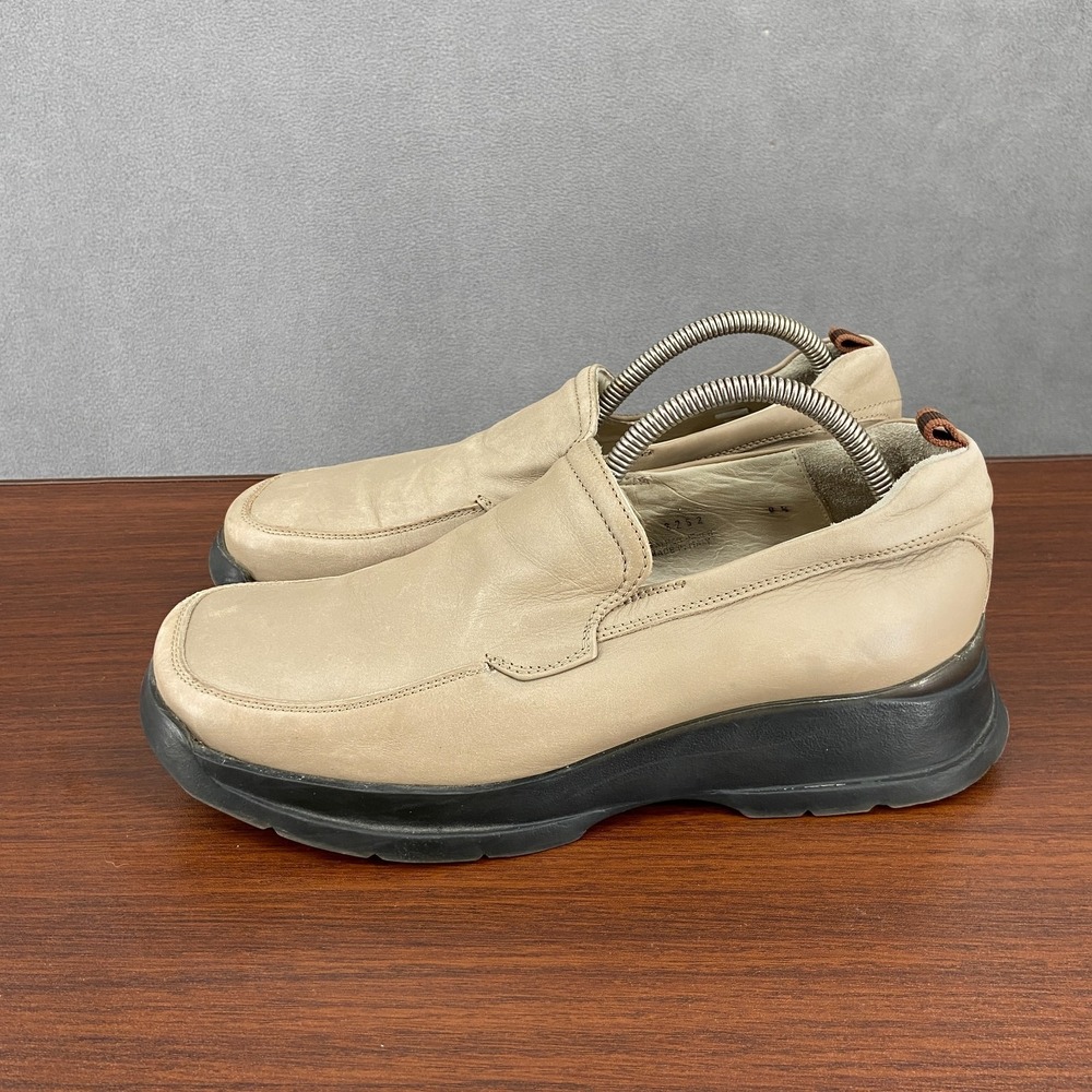 Messori Mens US 8.5 Italy Made Tan Nubuck Low Top Square Toe Slip On Loafer